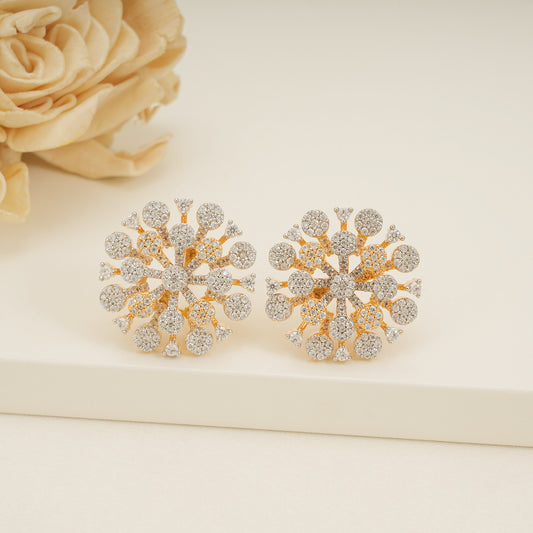 Stunning cz diamond floral big stud