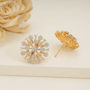 Stunning cz diamond floral big stud