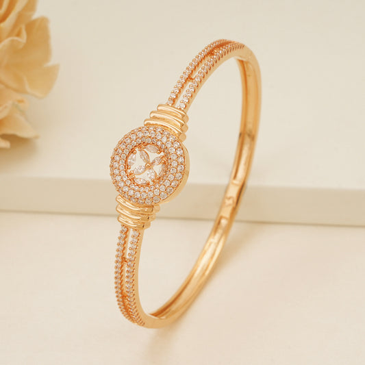 Cute 2 line cz diamond gold plated round bracelet