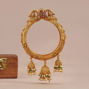 Stunning antique gold plated peacock kundan kada bangle