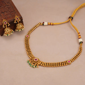 Stunning antique gold ruby necklace set with jhumka