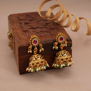 Stunning antique gold ruby necklace set with jhumka