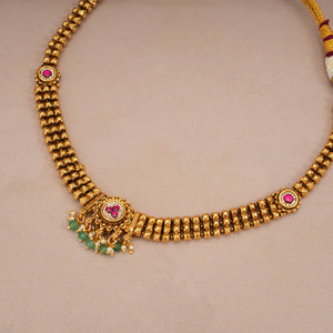 Stunning antique gold ruby necklace set with jhumka