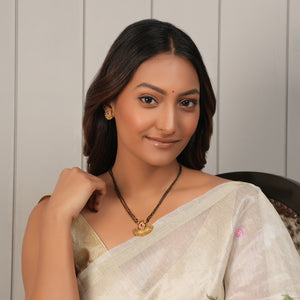 Cute antique gold ruby mangalsutra set