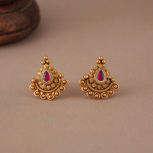 Cute antique gold ruby mangalsutra set