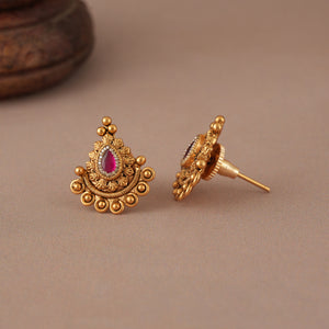 Cute antique gold ruby mangalsutra set