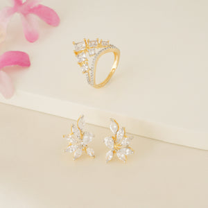 Amazing diamond stud with finger ring