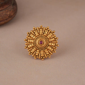 Stunning antique gold ruby finger adjustable ring