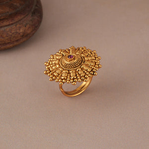 Stunning antique gold ruby finger adjustable ring