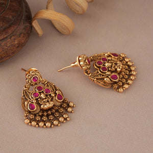 Cute antique gold maa lakshmi ball earring I Temple Jewellery