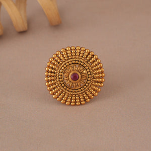 Cute spiral antique gold ruby stone finger ring