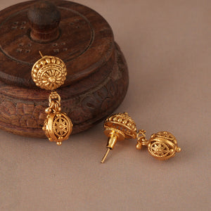 Long gold plated carved ball mala set