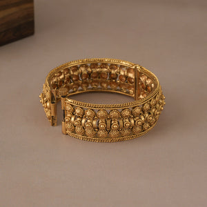 Broad antique gold openable kada bangle for women