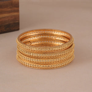 Sleek gold plated bangle set (set of 4)