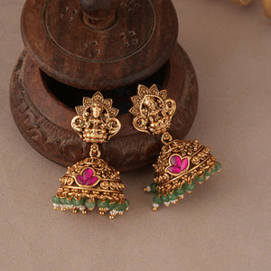 Gorgeous antique gold maa lakshmi necklace set