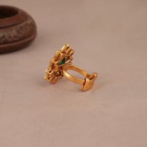 Beautiful gold plated kundan finger ring