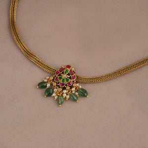 Cute antique gold multicolor stone choker necklace set