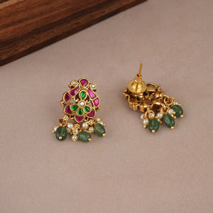 Cute antique gold multicolor stone choker necklace set