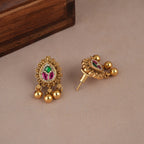 Cute antique gold stone pendant set with earring