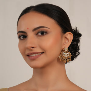 Gorgeous kundan antique gold pearl drop earring