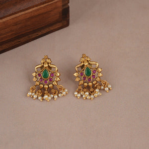 Long antique gold plated multicolor mangalsutra