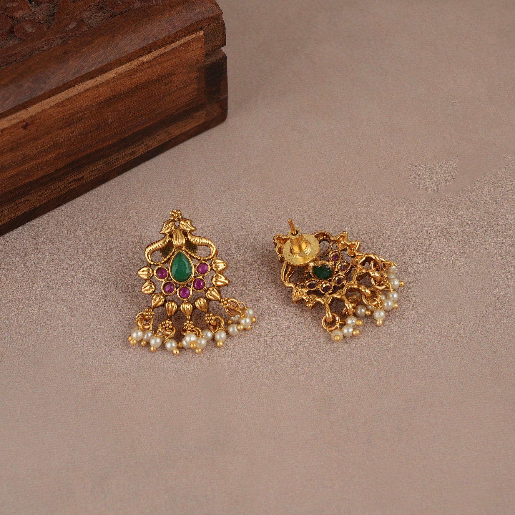 Long antique gold plated multicolor mangalsutra