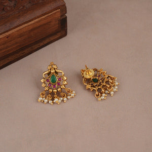 Long antique gold plated multicolor mangalsutra