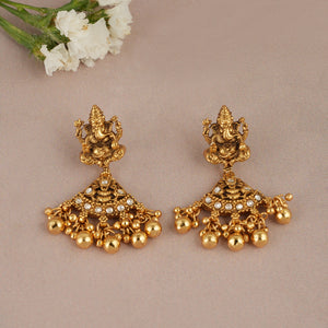 Auspicious lord ganesha antique gold earring