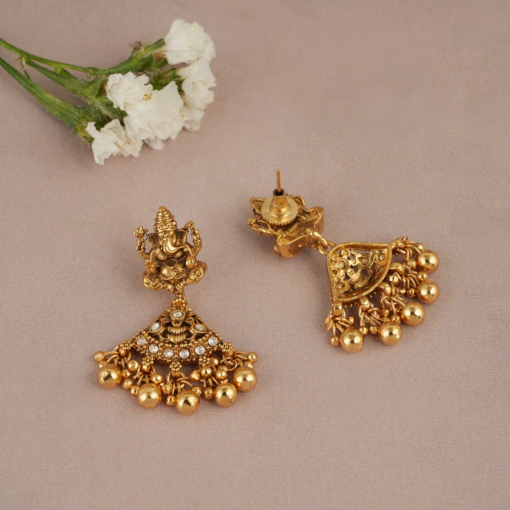 Auspicious lord ganesha antique gold earring