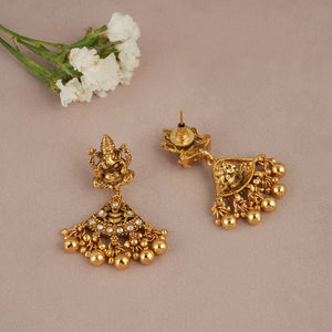 Auspicious lord ganesha antique gold earring