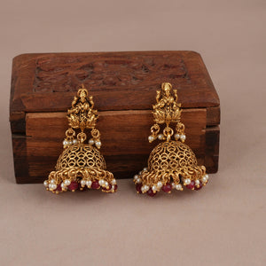 Long antique gold Maa Lakshmi mala necklace set