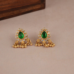 Stunning antique gold side brooch mala necklace set