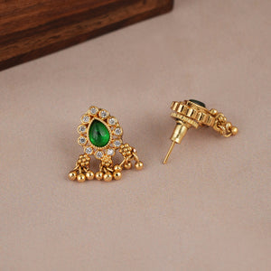 Stunning antique gold side brooch mala necklace set