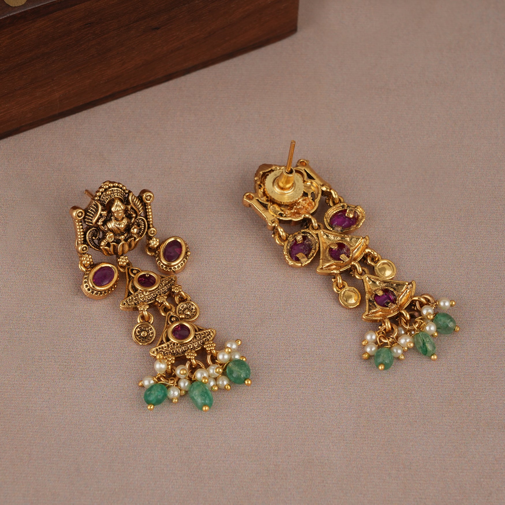 Beautiful antique gold ruby maa lakshmi choker set