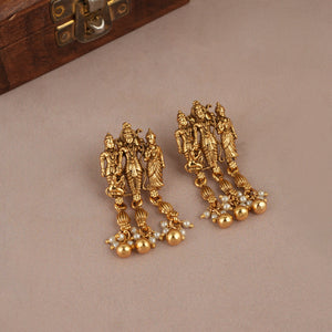 Auspicious antique gold pearl ram sita necklace set