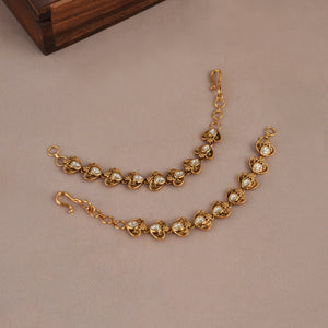 Beautiful heart kundan antique gold ear chain for earring