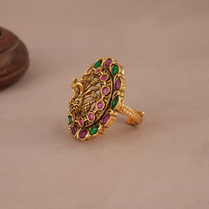 Stunning bold multicolor peacock finger ring for women