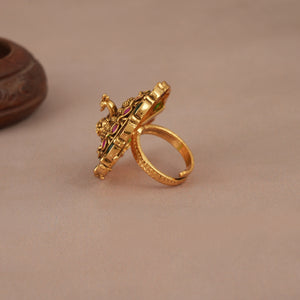 Stunning bold multicolor peacock finger ring for women