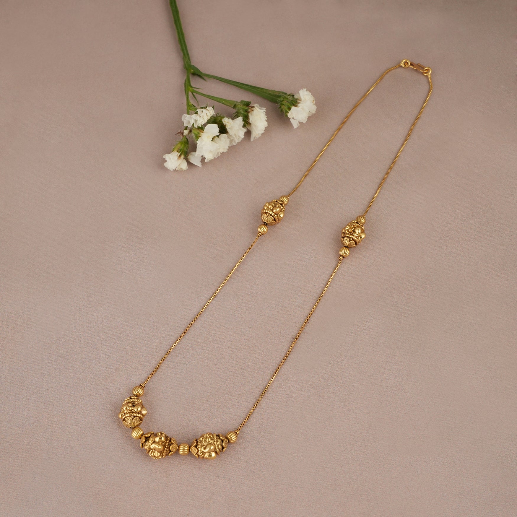 Cute delicate antique gold ball chain I Buy online smarsjewelrys