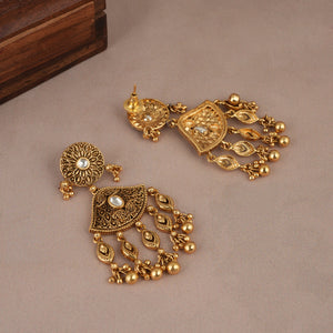 Amazing antique gold necklace set with jhumka earring for women