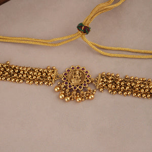 Cute antique gold maa lakshmi ruby choker set | Temple jewellery