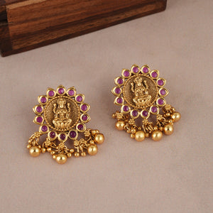 Cute antique gold maa lakshmi ruby choker set | Temple jewellery