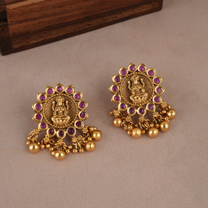 Cute antique gold maa lakshmi ruby choker set