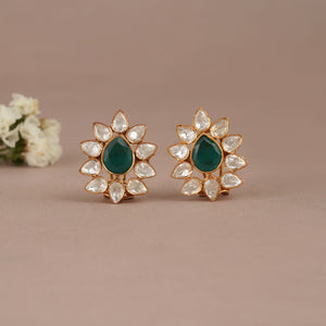 Stunning gold plated messonite kundan earring stud earring