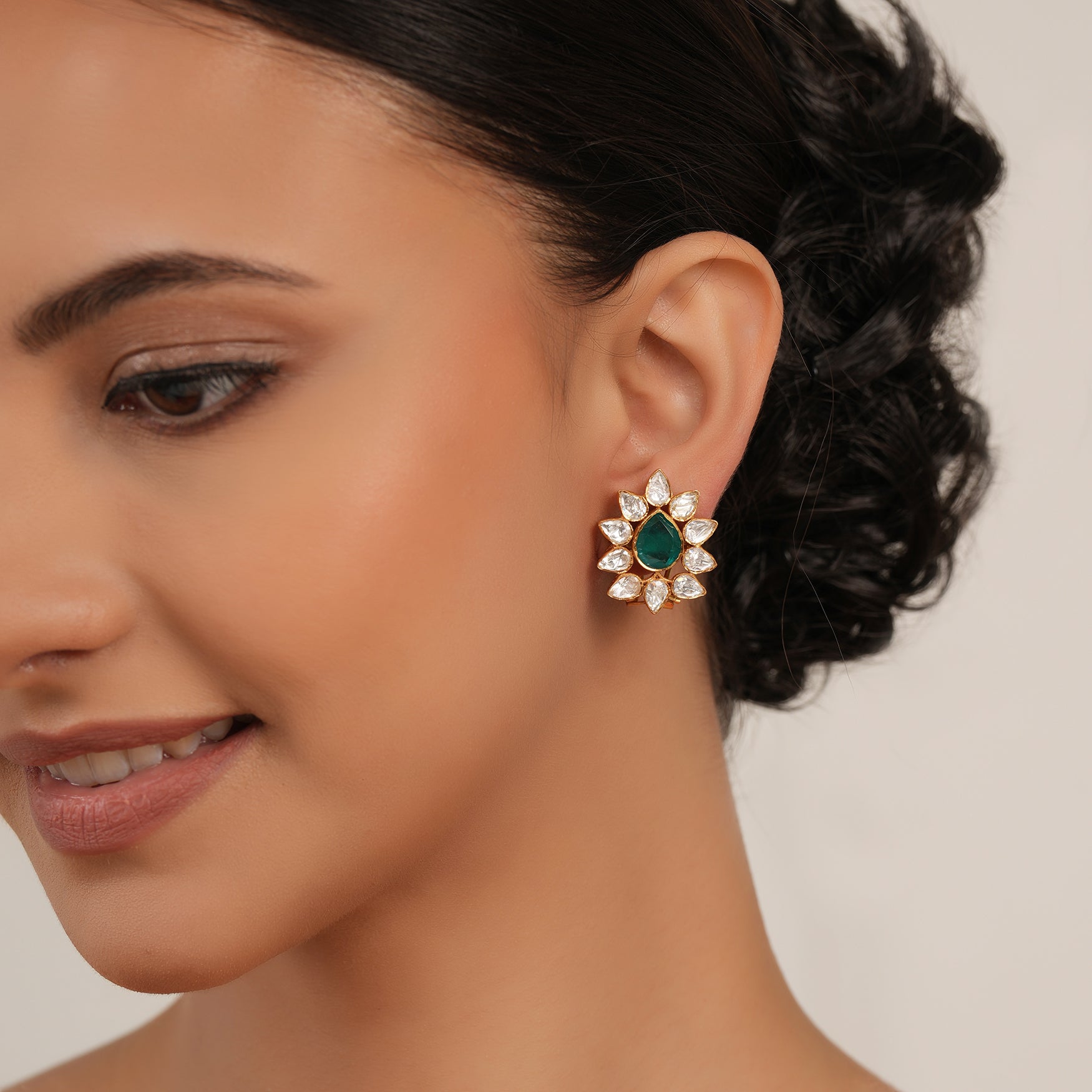 Stunning gold plated messonite kundan earring stud earring