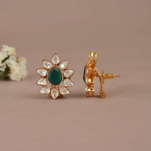 Stunning gold plated messonite kundan earring stud earring