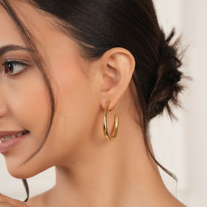 Stunning gold plated demi fine hoop earring for women