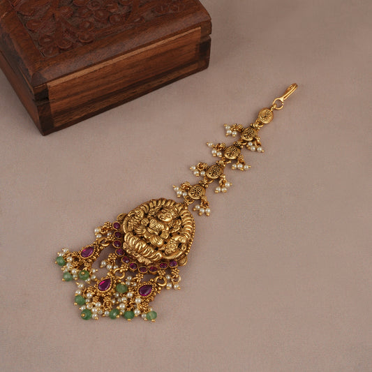 Auspicious Maa lakshmi ruby antqiue gold maa lakshmi maangtika