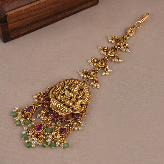 Auspicious Maa lakshmi ruby antique gold maa lakshmi maangtika