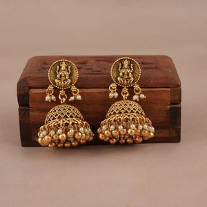 Amazing maa lakshmi long pearl necklace set with earring